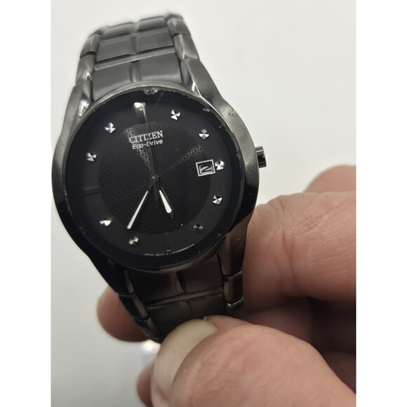 Citizen AU1054-54G Corso Eco Drive Black & Silver Stainless Steel Diamond Watch - Picture 3 of 14